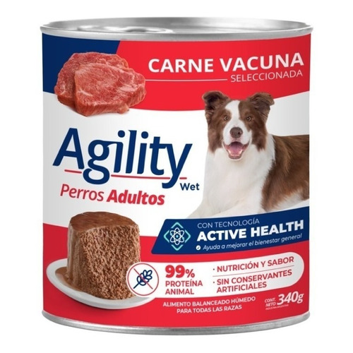 Alimento Agility Active Health Agility Active Health  para perro adulto todos los tamaños sabor carne en lata de 340 g