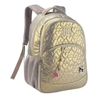 Mochila Bolsa Escolar Juvenil Feminina Costas Metalizado