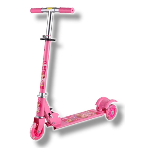 Monopatin Infantil 3 Ruedas Con Luces Marca Scooter Plegable Color Rosa 3r