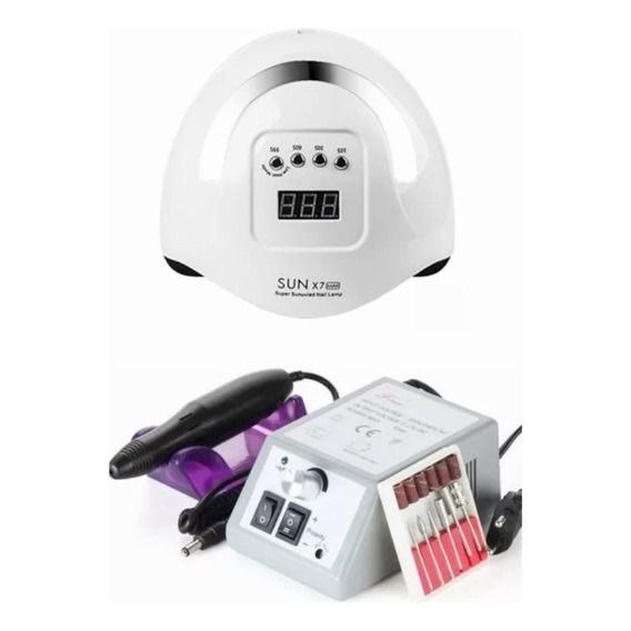 Lampara Uv Led Manicure 180w + Torno Para Manicure De Uñas