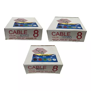 Cable Thw Cal. 8 100 % Cobre 3 Rollos (90 Mts) Dac