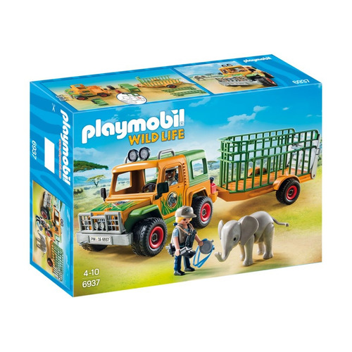 Figura Armable Playmobil Wild Life Camión Con Elefante +3 Cantidad de piezas 20