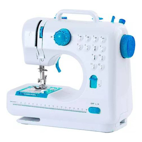 Mini máquina de coser  portátil Genérica 505 portable blanca y azul 110V/220V