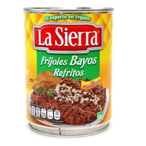 Frijoles Bayos Refritos La Sierra En Lata 580 Gr
