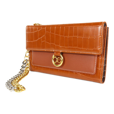 Cartera Flap Cloe Para Mujer Grande Look Animal Maneral Color Marrón Claro