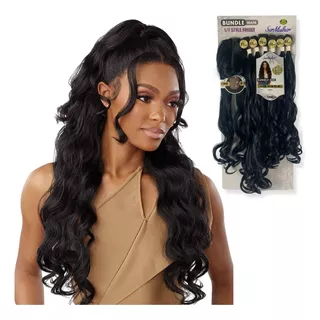 Cabelo Ondulado Giuly Fibra Futura 75cm 320g Com Top Closure Cor 1 Preto