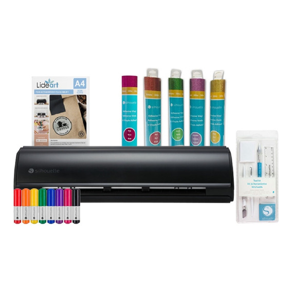 Kit Completo De Plotter De Corte Cameo 5 Negra Con Vinilos