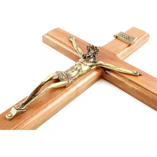 Crucifixo Para Parede Madeira Imagem Metal - 35cm