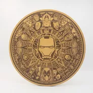 Cuadro Barnizado Marvel Azteca 15cm Grabado Con Láser