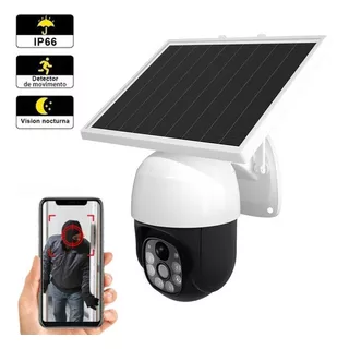 Camara Wifi Vigilancia 4g Sim Card Exterior Panel Solar Ip66 Color Blanco