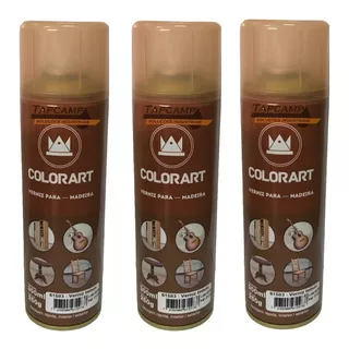 03 Tinta Spray Verniz Imbuia Para Madeira  Colorart 300ml