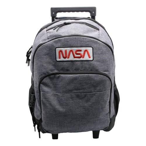 Mochila Escolar Cresko La Nasa Espacial 16p Carrito Rueditas Color Gris Diseño de la tela Liso