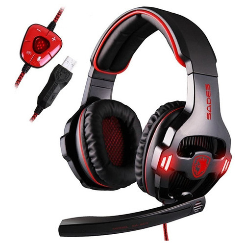 Auricular Gamer Sades Sa 903 7.1 Usb Pc Color Rojo