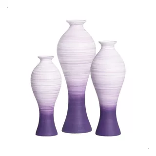 Vasos Decorativos De Cerâmica Roxo E Branco Califórnia