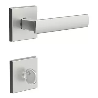 Fechadura Escovada Externa 3f 740 117 Roseta Quadrada Inox Cor Escovado