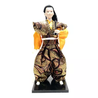Boneco Japonês Samurai Artesanal Decorativo 30 Cm