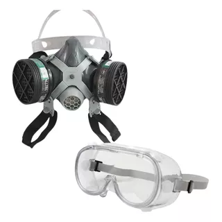Máscaras Respiratória Facial Pesticida 2 Filtro Gases Óculos