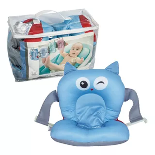 Almofada De Banho Para Banheira Bebê Seguro Macio Coruja Cor Azul