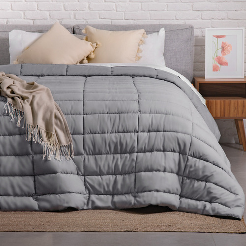 Edredón Acolchado Queen Size Dreamlab para Toda Estación. Tela Suave. Hipoalergénico. Lavado a Máquina. Usar como Edredón o con Funda Duvet. 1 Pieza, Gris