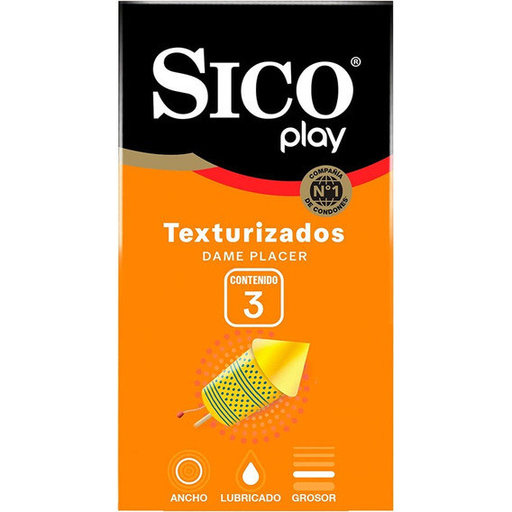 Condones Sico Play Texturizados De Latex Natural 3 Unidades