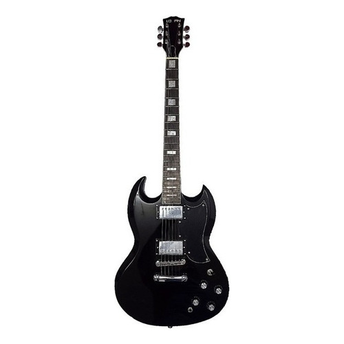 Guitarra eléctrica Logan SG double-cutaway de tilo black brillante con diapasón de palo de rosa