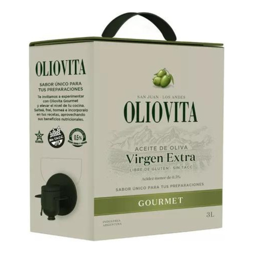 Aceite Oliva Virgen Extra Oliovita Gourmet Bib 3 L Sin Tacc