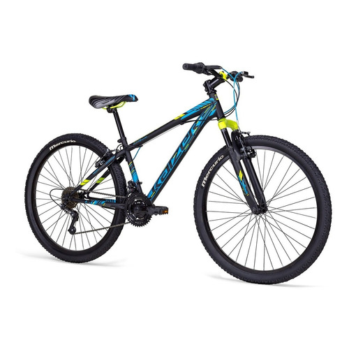 Bicicleta De Montaña Mercurio Kaizer Mtb R26 21 Velocidades Color Negro mate/Azul neón Tamaño del cuadro M