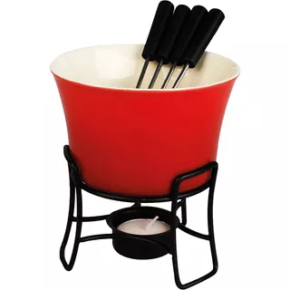 Conjunto Fondue 6 Pçs Antiaderente Vermelho 4 Pessoas