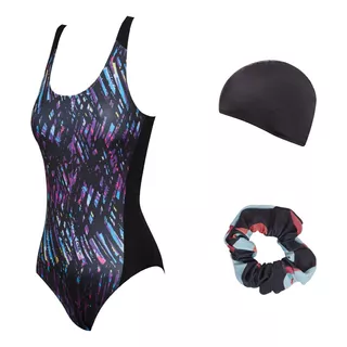 Malla Natacion Mujer Cloro Resistente Repele Agua Y Gorro