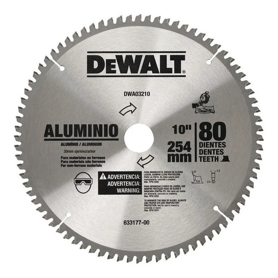 Disco De Sierra Circular 10 PuLG Para Aluminio 80 T Dewalt