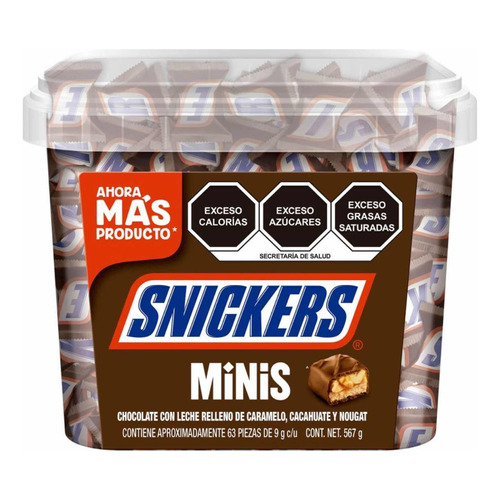 Chocolate Mars Snickers Cacahuate Minis 63 Piezas De 9 Gramos