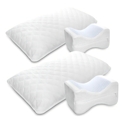 Set De 4 Almohadas 2 Almohadas De Ultrasonido Y 2 Almohadas Para Piernas Confort Y Soporte Ergonómico Para Dormir Mejor Mega Shop Tv