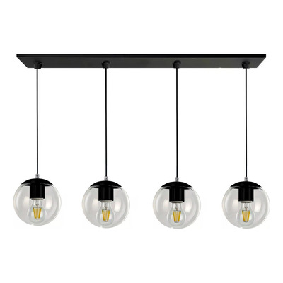 Colgante 4 Luces Globo 15cm Negro Moderno Apto Led E-27