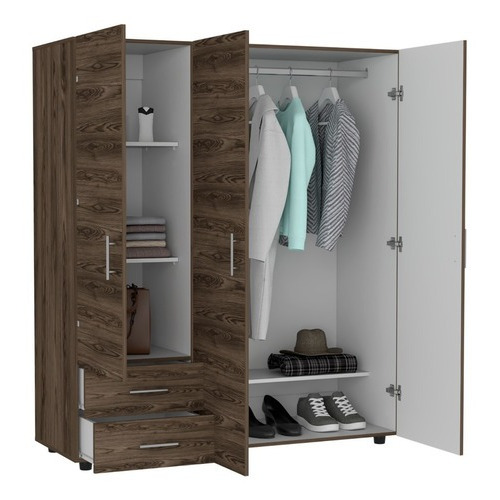 Closet Dassel 161 X 140 X 51 Rta Coñac + Blanco