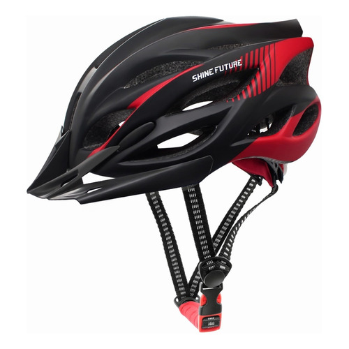 Cascos De Bicicleta Adulto Ciclismo Con Luz De Advertencia Color Rojo/negro Talla L 58-61cm