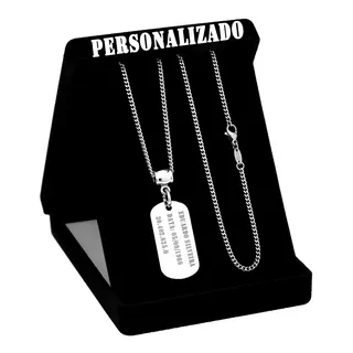 Corrente Cordão Placa Personalizada Aço Inox Com Nome Data