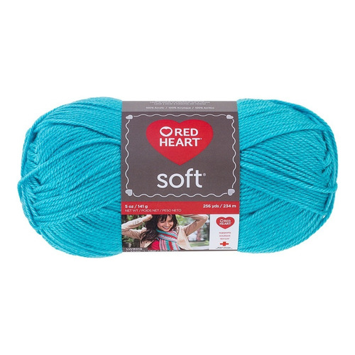 Estambre Acrílico Suave Liso Soft Yarn Red Heart Coats Color TURQUOISE 2515