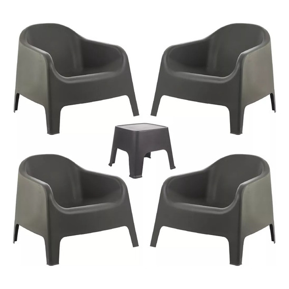 Sillones Plasticos Skarpo X4 + Mesa Doble Funcion Gardenlife