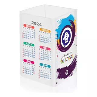 10 Cubo Portalapices Con Calendario Personalizado Full Color