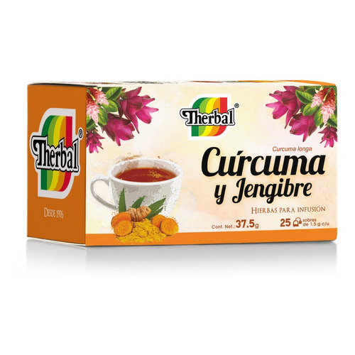 Te De Curcuma Y Jengibre Therbal Hierbas De Infusion Caja Con 25 Sobres De 1.5 Gr Cada Uno