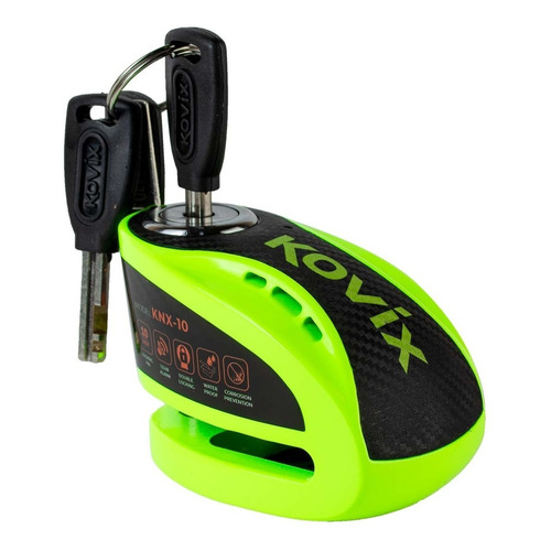 Candado Disco Moto Kovix Knx10 Alarma 120db Doble Lock 10mm Color Verde