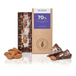 Chocolate Natural Dr Cacao 70% Con Almendras Y Coco 70gr