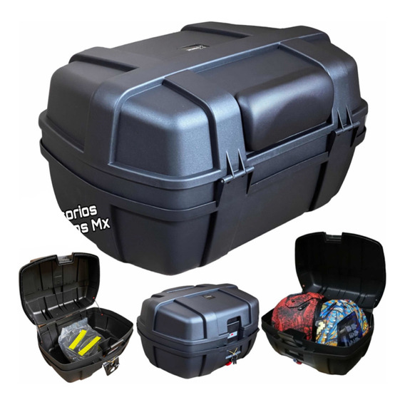 Caja Moto Para 2 Cascos Respaldo Acojinado Baul Maletero Ns 