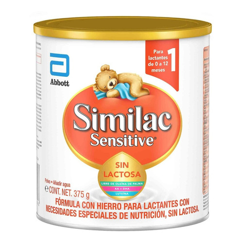 Fórmula Similac Sensitive Sin Lactosa Bebés 0-12 Meses 375gr Sabor Natural