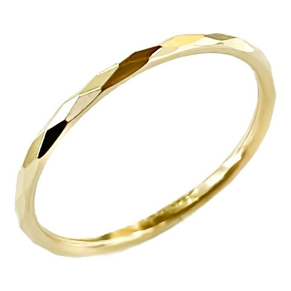 Anillo Delgado Oro 10k Diamantado Mujer