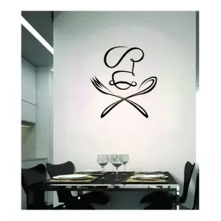 Adesivo Para Cozinha Desenho Cozinheiro Decorativo Cor Preto