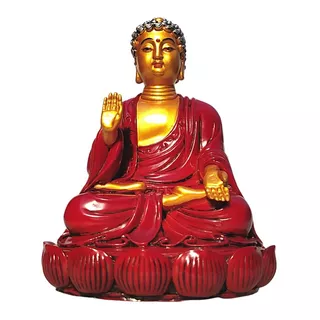 Imagem Estatua Buda Sakyamuni Vermelho + Brinde