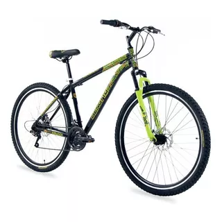 Mountain Bike Masculina Benotto Xfs290 21v Frenos De Disco Mecánico Color Negro/verde Con Pie De Apoyo