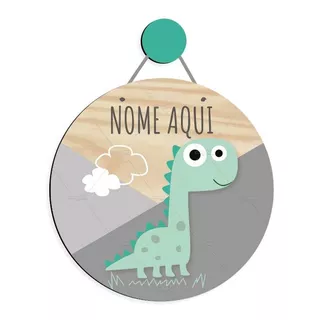 Enfeite Porta Maternidade Nome Mdf Bebê Dino Dinossauro