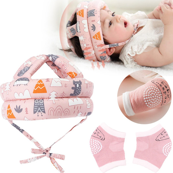 Cascos Para Bebes Antigolpes Seguridad Bebes + Rodilleras